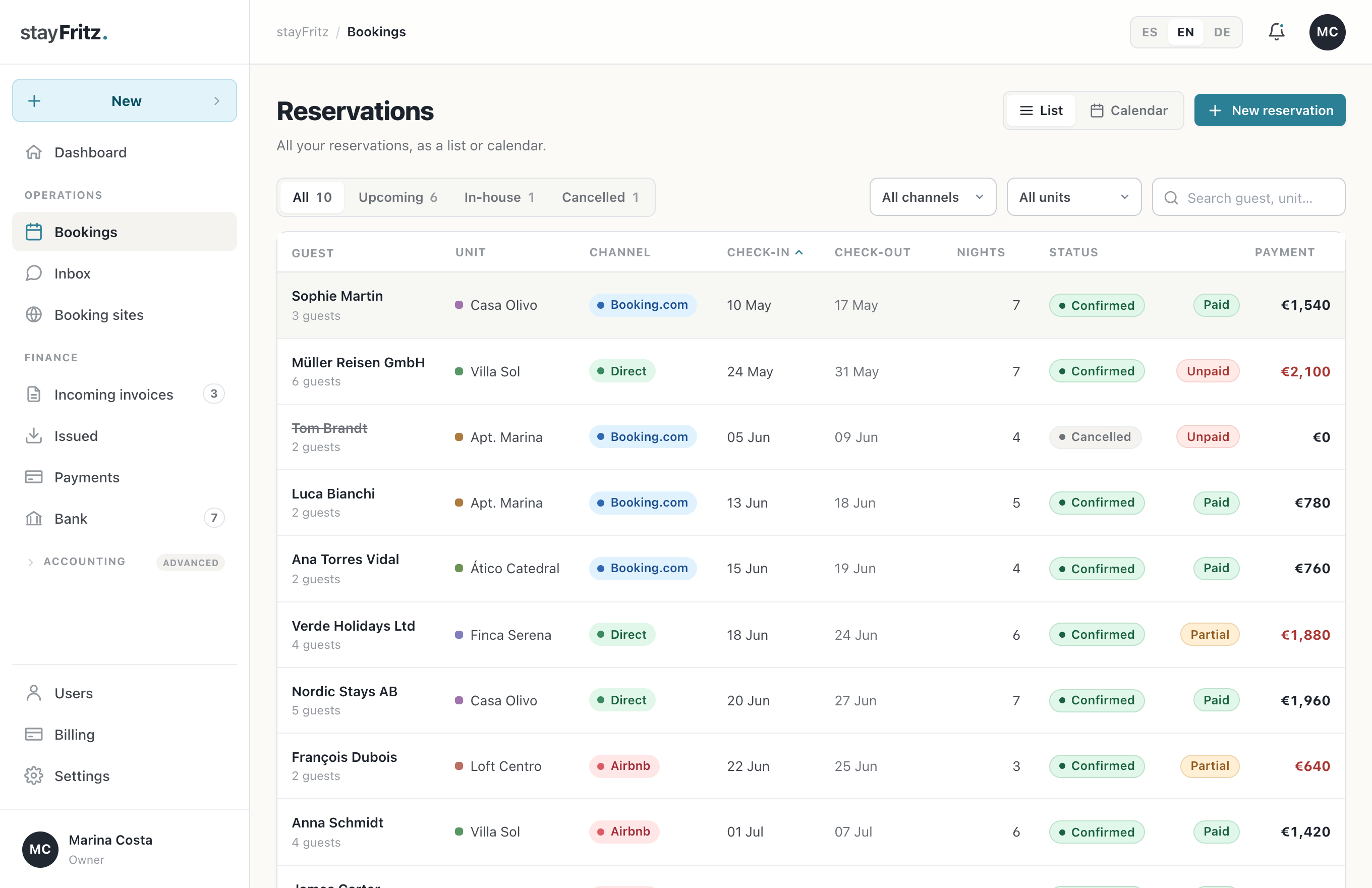 Reservations